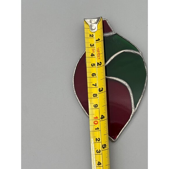 Stained Glass Suncatcher Ornament Design in Red & Green‎ 4.75" - Picture 3 of 3